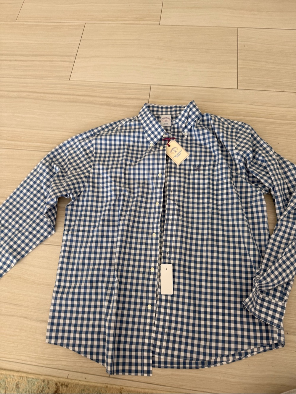 Brooks Brothers Blue and White Gingham Dress Shirt- NWT